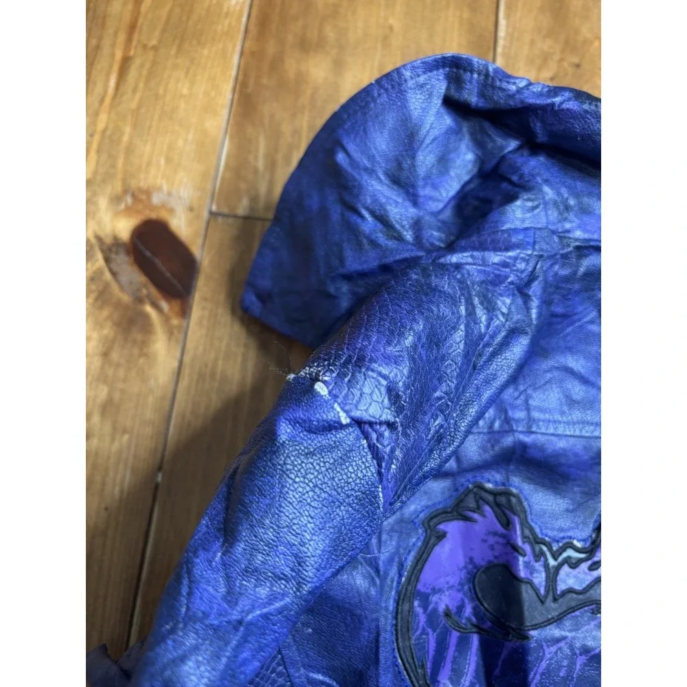 Disney Descendants Mal Boys Faux Leather Moto Jacket Purple Blue Size 11/12